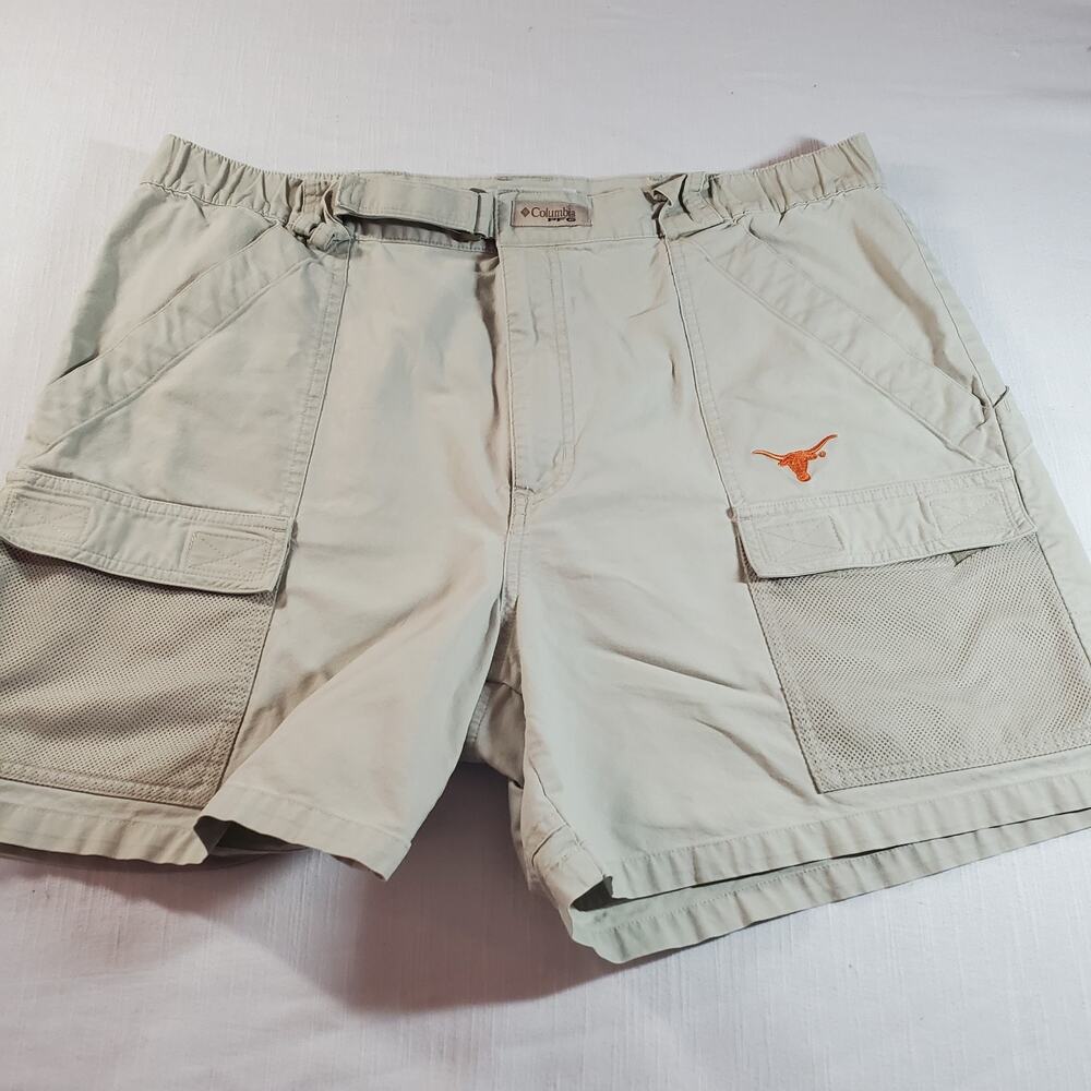 Columbia Mens Texas Longhorns Cargo Shorts Size Large L Beige Tan NCAA Football